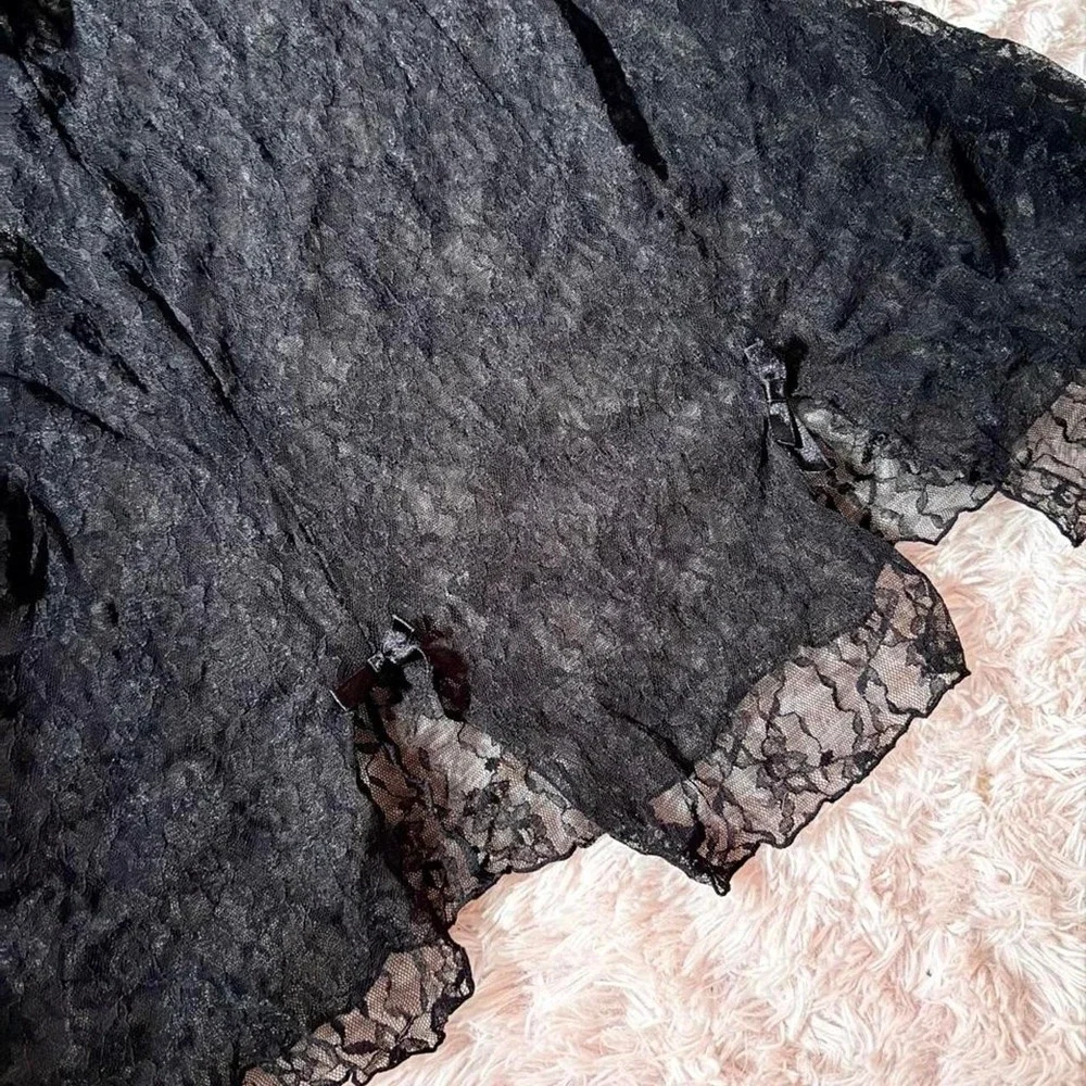 Black Lace Whimsygoth Emo Sexy Padded Lingerie Slip Dress Womens 38C Mysterious